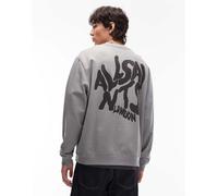 AllSaints - Orlando - Felpa girocollo grigio scuro con grafica nera sul retro M