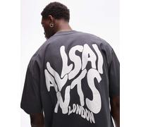 AllSaints - Orlando - T-shirt blu con stampa sul retro XL
