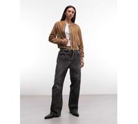 AllSaints - Orten Whip - Giacca bomber in camoscio marrone chiaro 42