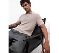 AllSaints - Polo a maniche corte in maglia grigia-Grigio XL
