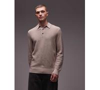 AllSaints - Polo beige in maglia a nido d'ape-Grigio XS