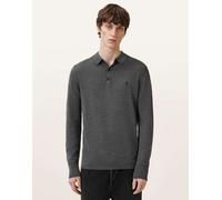 AllSaints - Polo in maglia merino grigia-Nero S