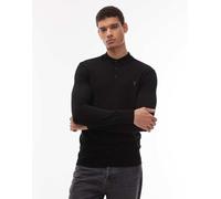 AllSaints - Polo nera in maglia di lana merino-Nero M