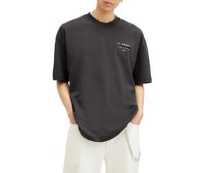 AllSaints Redact - Camicia Girocollo a Maniche Corte da Uomo, Nero Slavato, M