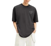 AllSaints Redact - Camicia Girocollo a Maniche Corte da Uomo, Nero Slavato, XL