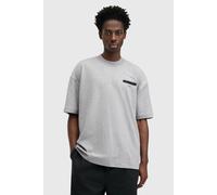 AllSaints - Redact - T-shirt grigio mélange oversize con logo ricamato M