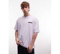 AllSaints - Redact - T-shirt oversize lilla con logo ricamato e stampa sul retro-Viola M