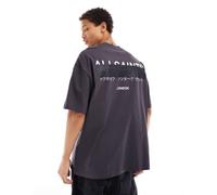 AllSaints - Redact - T-shirt oversize nero slavato con logo ricamato 2XL