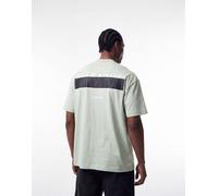 AllSaints - Redact - T-shirt oversize verde chiaro con logo ricamato e stampa sul retro S