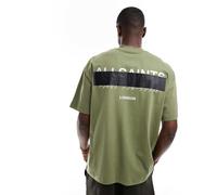 AllSaints - Redact - T-shirt oversize verde con logo ricamato S