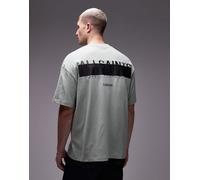 AllSaints - Redact - T-shirt oversize verde minerale con logo XL