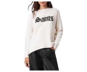 AllSaints Saints Crew Pullover, Bianco Gesso/Nero, S Womens