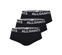AllSaints Slip da Uomo con Tasca Sagomata, Cotone Biologico Elasticizzato con Fascia Logo, Intimo Maschile, Nero, Confezione da 3, Taglia M