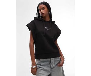 Allsaints - Sorri - Felpa con cappuccio nera a maniche corte-Nero 34-36