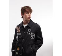 AllSaints - Soundman - Giacca college nera con toppa ricamata con logo-Nero M