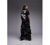 AllSaints - T-shirt boyfriend nera con grafica stile poster-Nero 46