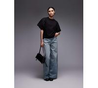 AllSaints - T-shirt nera con maniche a sbuffo-Nero 42-44