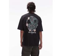 AllSaints - T-shirt nera con stampa di serpente-Nero XS