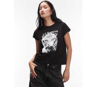 AllSaints - T-shirt nera con stampa di tigre-Nero 34-36