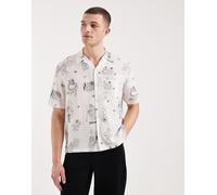 AllSaints - Terra - Camicia a maniche corte écru con stampa grafica-Bianco S