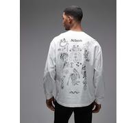 AllSaints - Terra - T-shirt bianca a maniche lunghe con logo e stampa sul retro-Bianco XS