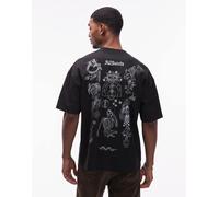AllSaints - Terra - T-shirt nera con logo e stampa sul retro-Nero XS