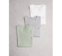 all Saints Tonic SS Crew 3 PK Maglia Tinta Unita, Grigio/Bianco/Verde, S