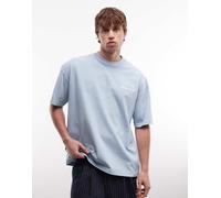 AllSaints - Underground - T-shirt blu chiaro con logo e stampa sul retro S
