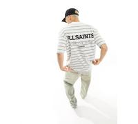 AllSaints - Underground - T-shirt oversize grigio chiaro a righe S