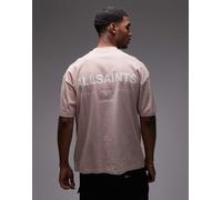 AllSaints - Underground - T-shirt rosa slavato con logo e stampa sul retro 2XL