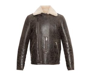 AllSaints - Xylon Shearling Biker Jacket - - Jackets - Uomo - Marrone - XL