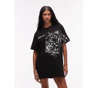 AllSaints - Zaya - Vestito T-shirt corto a maniche corte nero con stampa 38-40