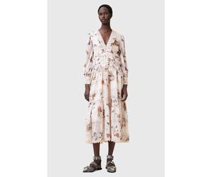 AllSaints Zora Midi Dress Unity Ecru White Taglia: 10 | Abiti Midi Outlet | Donna | Marrone