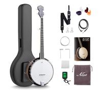 ALLSET Banjo elettrico a 5 corde, Full Size 96,5 cm, 5° accordatore | Testa Remo e corpo in mogano | Kit completo di base + borsa da concerto/accordatore | miglior regalo per adulti e adolescenti