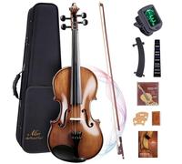 ALLSET Kit violino acustico 1/2 per principianti, realizzato a mano, in polywood, con custodia rigida, arco, colofonia, spalliera, accordatore e corde extra, violino per bambini e adulti, marrone