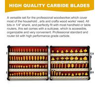 Allsome 100 pezzi set di punte per router con gambo da 1/4 di pollice con punta in metallo fresa per legno per macchina del router di rifilatura