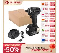 Allsome Brushless 21V 1/4 Hex Impact Driver, include batteria al litio 3.0Ah e caricabatterie