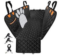 ALLSOPETS Coprisedile Auto per Cani Impermeabile e Antiscivolo - Protezione Sedile Posteriore con Finestra a Rete, Tasche Portaoggetti per Auto, SUV e Camion (Nero)