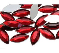 Allstarco 10x5mm Ruby JG16 Flat Back Navette Acrylic Jewels Marquise Rhinestones Face Gems Card Making Embelishments Horse Eye 13/64" x 7/16" - 75 Pieces