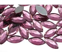 Allstarco 15x7mm Pink Rose Lite .RS72 Navette Flat Back Acrylic Rhinestones Marquise Gems for Crafts Horse Eye Costume Embelishments Card Making Jewels Jewelry Making Cosplay Jewels 40 Pieces