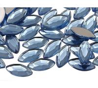 Allstarco 15x7mm Sapphire Lite .LS Navette Flat Back Acrylic Rhinestones Marquise Gems for Crafts Horse Eye Costume Embelishments Card Making Jewels Jewelry Making Cosplay Jewels 40 Pieces