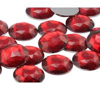 Allstarco 25mm Red Ruby H103 Flat Back Round Acrylic Rhinestones Plastic Circle Gems for Costume Making Cosplay Jewels PRO Grade Embelishments - 20 Pieces (Ruby)