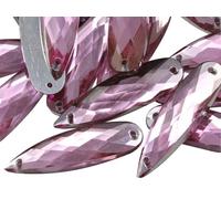 Allstarco 28x8mm Pink - Lt. CH13 Flat Back Teardrop Sew On Beads for Crafts Plastic Acrylic Rhinestones with Holes for Sewing, Clothing Embelishments, Costume Cosplays - 30 Pieces