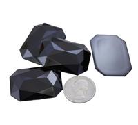 Allstarco 40x30mm Black Jet A11 Large Flat Back Octagon Acrylic Rhinestones Cosplay Costume Gems Plastic Jewels Embelishments DIY Crafts Gemstones - 4 Pieces