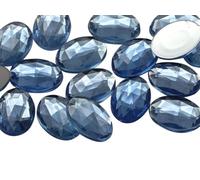 Allstarco 40x30mm Blue Sapphire Lite .LS Large Flat Back Oval Acrylic Rhinestones Cosplay Costume Gems Plastic Jewels Embelishments DIY Crafts Gemstones - 4 Pieces