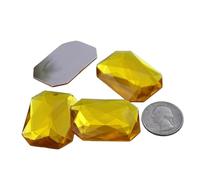 Allstarco 40x30mm Gold Topaz A02 Large Flat Back Octagon Acrylic Rhinestones Cosplay Costume Gems Plastic Jewels Embelishments DIY Crafts Gemstones - 4 Pieces