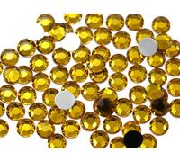 Allstarco 500PCS 8mm SS40 Gold Topaz H107 Acrylic Flat Back Rhinestones for Jewelry Making And Face Painting Card Making Embelishments Plastic Gems