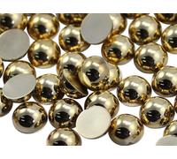 Allstarco 5mm Gold Flat Back Acrylic Round Pearl Cabochons Plastic Rhinestones Pearl Gems Embellishments for Jewelry, Crafts, Costumes, Card Invitations, Cosplay - 80 Pieces