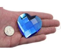 Allstarco 60mm Blue Sapphire H104 Large Self Adhesive Heart Acrylic Flat Back Stick On Rhinestone for Cosplay Costume Props Embelishments Plastic Gems Decor Sticker Jewels 1PC