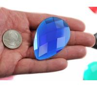 Allstarco 62x42mm Extra Large Flat Back Teardrop Acrylic Rhinestones Plastic Gems for Jewelry Making Costume Jewels Cosplay Card Making Embelishments Decor Crafts - 2 Pieces (Blue Sapphire H104)